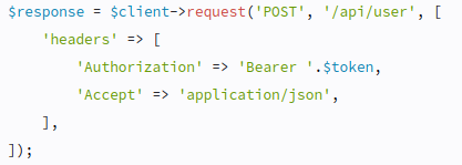 Ejemplo para incluir el token como token Bearer